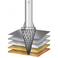 SM Burrs Solid Carbide Head Brazed into Steel Shank Pointed Cone Shape Double Cut Burr Bits