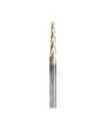 Amana tool 46573 CNC 2D and 3D Carving 3.6 Deg Tapered Angle Flat Bottom x 1/8 D x 1 CH x 1/4 SHK x 3 Inch Long x 3 Flute SC ZrN Coated Router Bit