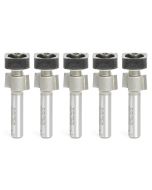 Amana tool 47147-5, 5-Pack Laminate Trimmer with Euro TM Square Bearing 1/2 Dia x 19/64 Cut Height x 1/4 Inch Shank Carbide Tipped Router Bits