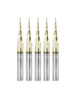 Amana 46280-5, 5-Pack CNC 2D and 3D Carving 6.2 Deg Tapered Angle Ball Tip x 1/32 Dia x 1/64 Radius x 1 x 1/4 Shank x 3 Inch Long x 3 Flute Solid Carbide Up-Cut Spiral ZrN Coated Router Bits