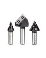 Amana tool AMS-157 3-Pc 3D CNC Signmaking, Lettering & Engraving Insert SC 45, 60, & 90 Deg x 1/2 SHK V-Groove Router Bit Pack