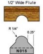 N015 1/4 radius flute cut