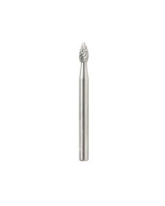 Amana tool BURS-200 Flame Shape SC 1/8 D x 1/4 CH x 1/8 SHK x 1-1/2 Inch Long Double Cut SH Burr Bit