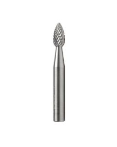 Amana tool BURS-202 Flame Shape SC 1/4 D x 1/2 CH x 1/4 SHK x 2 Inch Long Double Cut SH Burr Bit
