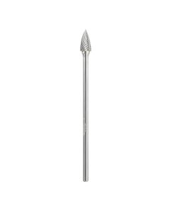 Amana tool BURS-199 Pointed Tree Shape SC Head 1/2 D x 1 CH x 1/4 SHK x 6-3/4 Inch Long Double Cut SG Burr Bit
