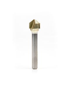 Amana tool 45781 ZrN Coated V-Groove 108 Deg. Folding for Aluminum Composite Material (ACM) Panels Like Alucobond, Dibond, 0.090 Tip Cut Width x 3/8 CH x 1/2 D x 1/4 Inch SHK Carbide Brazed to Steel Shank Router Bit