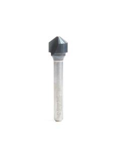 Amana tool 45749 V-Groove 108 Deg. Folding for Steel Composite Material (SCM) Panels, 0.090 Tip Cut Width x 3/8 CH x 1/2 D x 1/4 Inch SHK Carbide Tipped Router Bit with AlTiN Coating