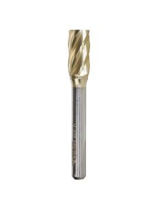 Amana tool BURS-102NF Cylindrical Shape SC Head 3/8 D x 3/4 CH x 1/4 SHK x 2-1/2 Inch Long ZrN Coated Double Cut SA Burr Bit