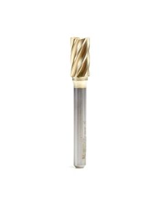 Amana tool BURS-084NF Cylindrical Shape SC Head 3/8 D x 3/4 CH x 1/4 SHK x 2-1/2 Inch Long ZrN Coated Double Cut SB Burr Bit