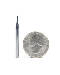 Amana tool 51747 Mini SC Spiral for Steel, Stainless Steel & Composites, AlTiN Coated 0.0250 R x 0.050 D x 0.174 CH x 1/8 SHK x 1-1/2 Inch Long Up-Cut 2-Flute Bal End Router Bit/End Mil