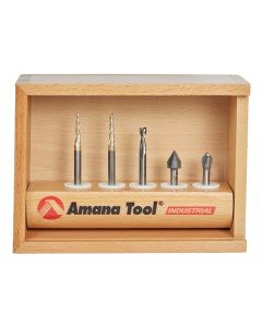 Amana tool AMS-127 5-Pc Starter Engraving CNC Router Bit Colection, 1/4 Inch SHK