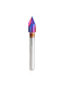 Amana tool 45644-K SC (Brazed To Steel Shank) Spektra Extreme tool Life Coated V-Groove 60 Deg x 3/8 D x 0.325 CH x 1/4 Inch SHK 3-Flute Router Bit