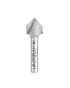 Amana tool 45704M Carbide Tipped V Groove 90 Deg x 12.7mm D x 6mm CH x 6mm SHK Router Bit