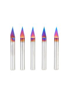 Amana tool 45771-K-5, 5-Pack Solid Carbide Spektra Extreme tool Life Coated 30 Degree Engraving 0.005 Tip Width x 1/4 SHK x 2-1/4 Inch Long Signmaking Router Bits