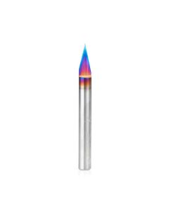 Amana tool 45771-MK Solid Carbide Spektra Extreme tool Life Coated 30 Degree Engraving 0.127mm (0.005) Tip Width x 6mm SHK x 57mm Long Signmaking Router Bit