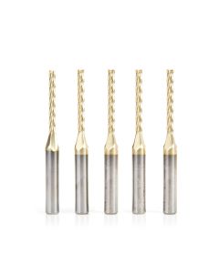 Amana tool 46292-5, 5-Pack CNC 2D and 3D Carving 0.10 Deg Tapered Angle Flat Bottom x 1/8 D x 1-3/32 CH x 1/4 SHK x 2-1/2 Inch Long x 4 Flute SC ZrN Coated Router Bit