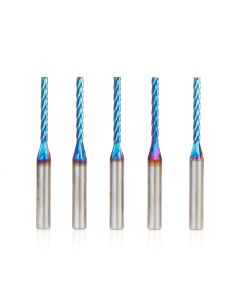 Amana tool 46292-K-5, 5-Pack CNC Spektra Extreme tool Life Coated Spiral 2D/3D Carving 0.10 Deg Tapered Angle Flat Bottom x 1/8 D x 1-3/32 CH x 1/4 SHK x 2-1/2 Inch Long x 4 Flute SC Up-Cut Router Bits