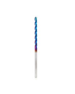 Amana tool 46295-K CNC Spektra Extreme tool Life Coated SC 2D and 3D Carving 0.10 Deg Tapered Angle Bal Nose x 1/8 D x 1/16 R x 1-1/2 CH x 1/8 SHK x 3 Inch Long x 3 Flute Router Bit