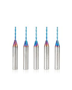Amana tool 46403-K-5, 5-Pack SC Spektra Extreme tool Life Coated Spiral Plunge 1/16 Dia x 1/2 CH x 1/4 SHK 2 Inch Long Down-Cut Router Bits