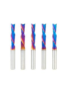 Amana tool 46415-K-5, 5-Pack SC Spektra Extreme tool Life Coated Spiral Plunge 1/4 Dia x 1 CH x 1/4 SHK 2-1/2 Inch Long Down-Cut Router Bits