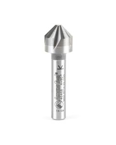 Amana tool 46468 CNC Solid Carbide 90 Degree Angle x 1/2 D x 5mm CH x 1/4 SHK x 1-9/16 Inch Long, 5 Flute Countersink and Chamfer Router Bit