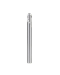 Amana tool 46475 Solid Carbide Double Flute Down-Cut Bal Nose Spiral 1/8 R x 1/4 D x 3/8 CH x 1/4 SHK x 2-1/2 Inch Long Router Bit