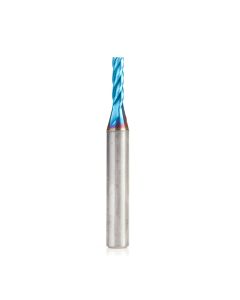 Amana tool 46586-K CNC Spektra Extreme tool Life Coated Spiral 2D/3D Carving 0.10 Deg Straight Angle Flat Bottom x 1/8 D x 1/2 CH x 1/4 SHK x 2 Inch Long x 4 Flute SC Up-Cut Router Bit
