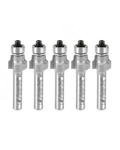 Amana tool 47150-5, 5-Pack Carbide Tipped No-File Trim .059 R x 1/2 D x 3/8 CH x 1/4 Inch SHK w/ Lower Bal Bearing Router Bits