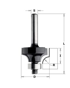 CMT 83806 Contractor Roundover & Beading Bit, 1-1/4-inch Diameter, 3/8-inch Radius, 1/4-inch Shank