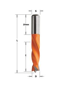 CMT 306.030.21 Solid Carbide Dowel Drill, 3mm (1/8-Inch) Diameter, 8x20mm Shank, Right-Hand Rotation