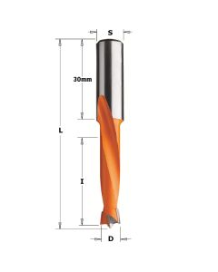 CMT 311.111.11 Two Flute Dowel Drill, 7/16-Inch Diameter, 10x30mm Shank, Right-Hand Rotation