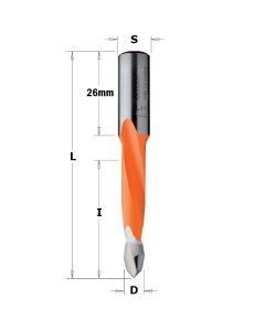 CMT 314.050.42 2 Flute Dowel Drill for Through Holes, 5mm (13/64-Inch) Diameter, 10x26mm Shank, Left-Hand Rotation