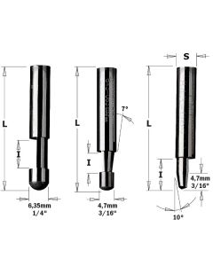 CMT 842.095.11 Solid Carbide Trimmer Bit, 1/4-Inch Diameter, 1/4-Inch Shank