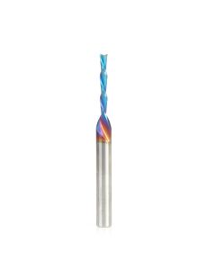 Amana tool 48216-K SC Spektra Extreme tool Life Coated Spiral Plunge 3mm Dia x 20mm CH x 6mm SHK 63mm Long Down-Cut Router Bit for Driling Shelf Pin Holes