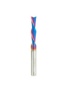 Amana tool 48220-K SC Spektra Extreme tool Life Coated Spiral Plunge 6mm Dia x 25mm CH x 6mm SHK 63mm Long Down-Cut Router Bit for Driling Shelf Pin Holes