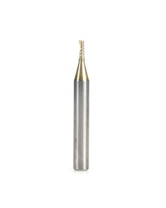 Amana tool 51372-Z CNC SC Spiral O Single Flute, Aluminum Cutting 3/32 D x 1/4 CH x 1/4 SHK x 2 Inch Long Up-Cut ZrN Coated Router Bit with Mirror Finish