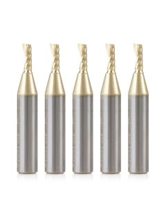 Amana tool 51373-Z-5, 5-Pack CNC SC Spiral O Single Flute, Aluminum Cutting 1/8 D x 5/16 CH x 1/4 SHK x 1-1/2 Inch Long Up-Cut ZrN Coated Router Bits with Mirror Finish