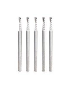 Amana tool 51410-5, 5-Pack CNC SC Spiral O Single Flute, Plastic Cutting 1/8 D x 1/2 CH x 1/8 SHK x 2 Inch Long Up-Cut Router Bits with Mirror Finish