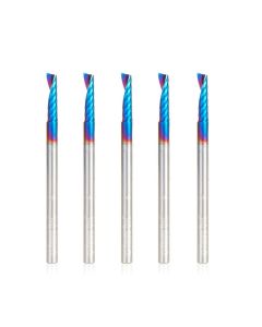 Amana tool 51410-K-5, 5-Pack CNC Spektra Coated SC Spiral O Single Flute, Plastic Cutting 1/8 D x 1/2 CH x 1/8 SHK x 2 Inch Long Up-Cut Router Bits with Mirror Finish