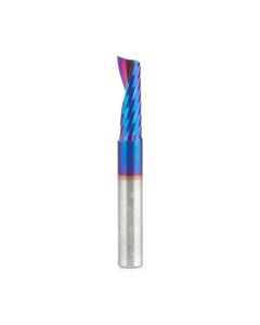 Amana tool 51414-K CNC Spektra Coated SC Spiral O Single Flute, Plastic Cutting 3/8 D x 1-1/8 CH x 3/8 SHK x 3 Inch Long Up-Cut Router Bit with Mirror Finish