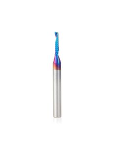 Amana tool 51445-K CNC Spektra Coated SC Spiral O Single Flute, Plastic Cutting 1/8 D x 5/8 CH x 1/4 SHK x 2-1/2 Inch Long Up-Cut Router Bit with Mirror Finish