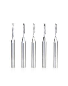 Amana tool 51446-5, 5-Pack CNC SC Spiral O Single Flute, Plastic Cutting 1/8 D x 3/4 CH x 1/4 SHK x 2-1/2 Inch Long Up-Cut Router Bits with Mirror Finish