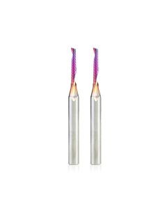 Amana tool 51446-K-2, 2-Pack CNC Spektra Coated SC Spiral O Single Flute, Plastic Cutting 1/8 D x 3/4 CH x 1/4 SHK x 2-1/2 Inch Long Up-Cut Router Bits with Mirror Finish