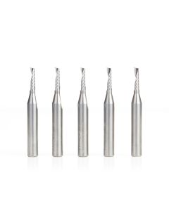 Amana tool 51454-5, 5-Pack CNC SC Spiral O Single Flute, Aluminum Cutting 1/8 D x 1/2 CH x 1/4 SHK x 2 Inch Long Up-Cut Router Bits with Mirror Finish