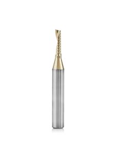 Amana tool 51454-Z CNC, SC Spiral O Single Flute, ZrN Coated Aluminum Cutting 1/8 D x 1/2 CH x 1/4 SHK x 2 Inch Long Up-Cut Router Bit with Mirror Finish