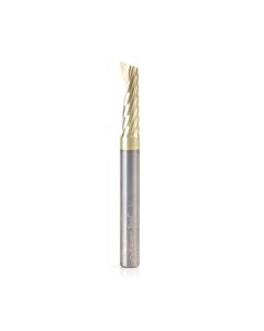 Amana tool 51458-Z CNC SC Spiral O Single Flute, Aluminum Cutting 1/4 D x 7/8 CH x 1/4 SHK x 2-1/2 Inch Long Up-Cut ZrN Coated Router Bit with Mirror Finish