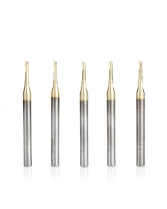 Amana tool 51470-Z-5, 5-Pack CNC SC Spiral O Single Flute, Aluminum Cutting 1/16 D x 1/4 CH x 1/8 SHK x 1-1/2 Inch Long Up-Cut ZrN Coated Router Bits with Mirror Finish