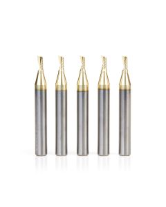 Amana tool 51474-Z-5, 5-Pack CNC SC Spiral O Single Flute, ZrN Coated Aluminum Cutting 1/8 D x 1/4 CH x 1/4 SHK x 2 Inch Long Up-Cut Router Bits with Mirror Finish