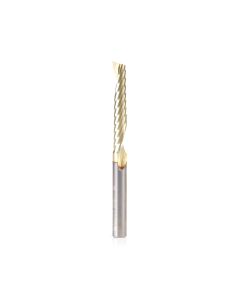 Amana tool 51476-Z CNC SC Spiral O Single Flute, Aluminum Cutting 1/4 D x 1-1/2 CH x 1/4 SHK x 3 Inch Long Up-Cut ZrN Coated Router Bit with Mirror Finish