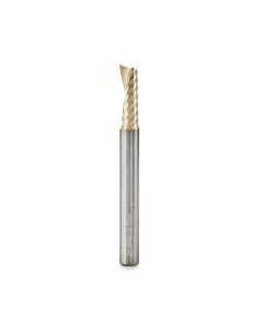 Amana tool 51480-Z CNC SC Spiral O Single Flute, Aluminum Cutting 1/4 D x 3/4 CH x 1/4 SHK x 2-1/2 Inch Long Up-Cut ZrN Coated Router Bit with Mirror Finish